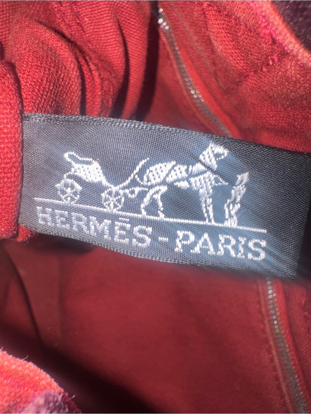 Hermes Red Canvas Tote with Dark Stripe Handles EUC - Picture 6 of 10